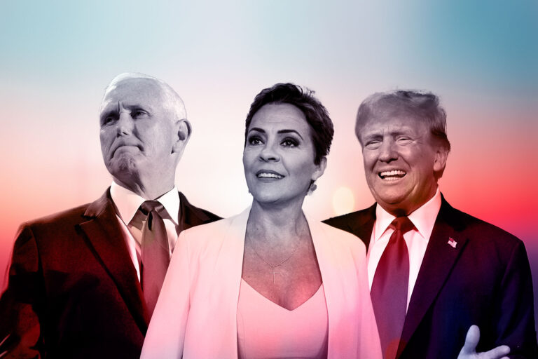 Mike Pence, Kari Lake and Donald Trump (Photo illustration by Salon/Getty Images)
