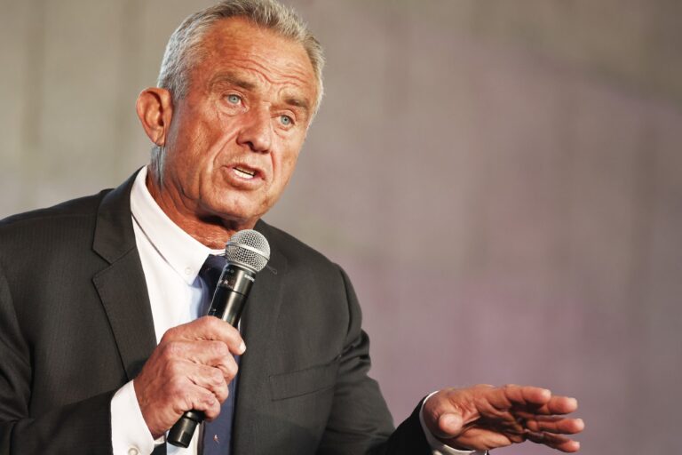 Independent presidential candidate Robert F. Kennedy Jr. speaks at a Cesar Chavez Day event at Union Station on March 30, 2024 in Los Angeles, California. (Mario Tama/Getty Images)