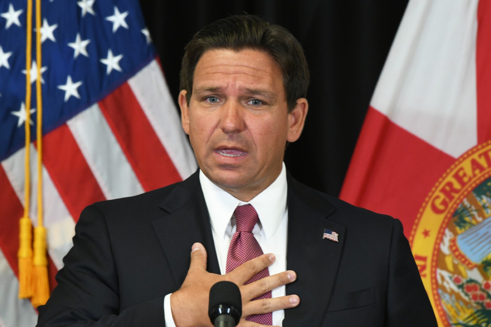 Florida Gov. Ron DeSantis speaks at a press conference in Sanford, Florida. (Paul Hennessy/SOPA Images/LightRocket via Getty Images)