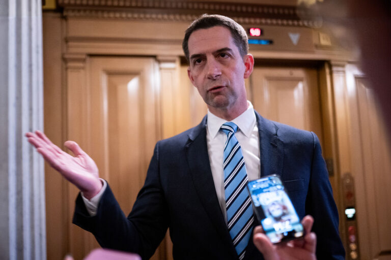 U.S. Sen. Tom Cotton (R-AR) speaks with members of the media on March 22, 2024 in Washington, DC. (Nathan Howard/Getty Images)