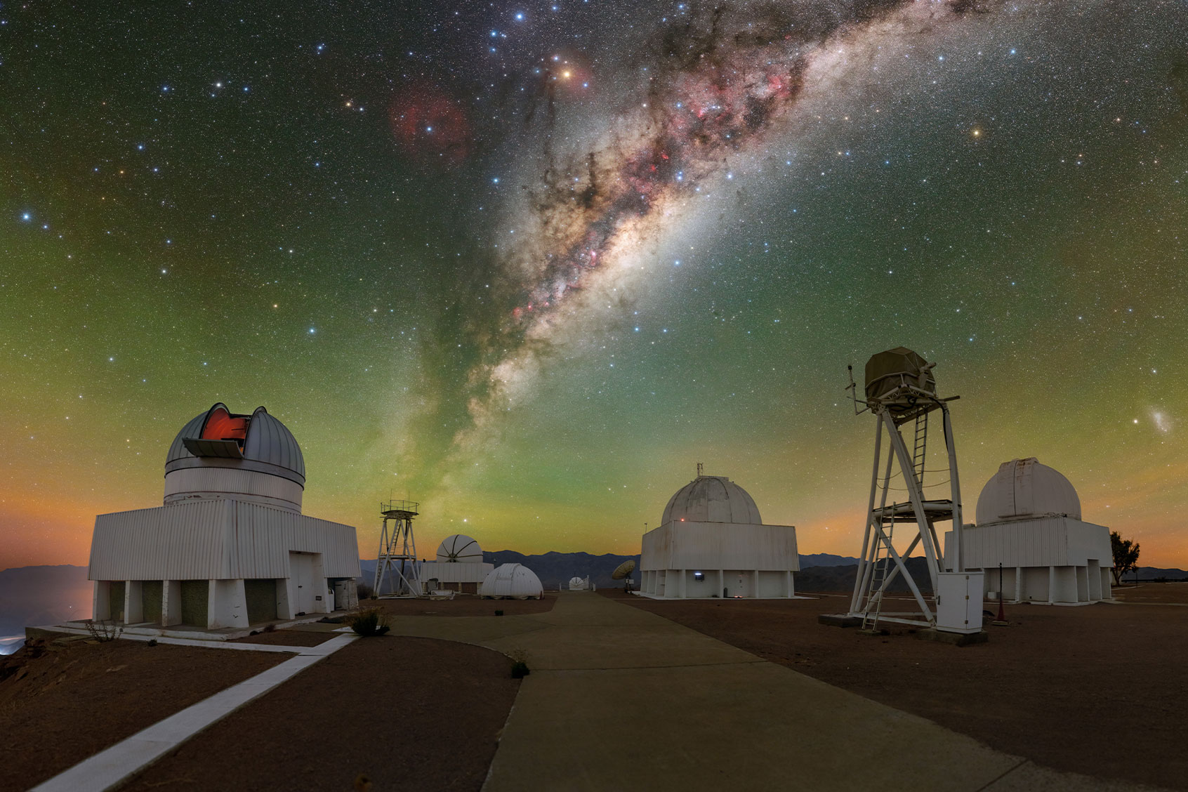 The vantage point of the foothills of the Chilean Andes provides some of the best views of the night sky in the world, especially from Cerro Tololo Inter-American Observatory (CTIO), a Program of NSF’s NOIRLab. Earth is oriented in such a way that most of the Milky Way can be seen on a clear night from the southern hemisphere, where CTIO is located. (CTIO/NOIRLab/NSF/AURA/T. Slovinský)
