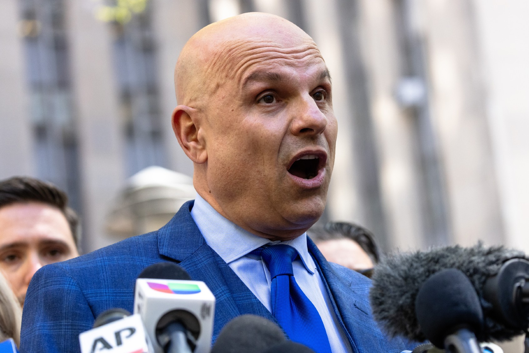 Arthur Aidala, attorney for Harvey Weinstein speaks during a press conference at Collect Pond Park near Manhattan Criminal Court on April 25, 2024 in New York City. (Michael M. Santiago/Getty Images)