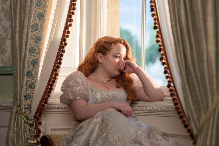Nicola Coughlan as Penelope Featherington in "Bridgerton" (Laurence Cendrowicz/Netflix)