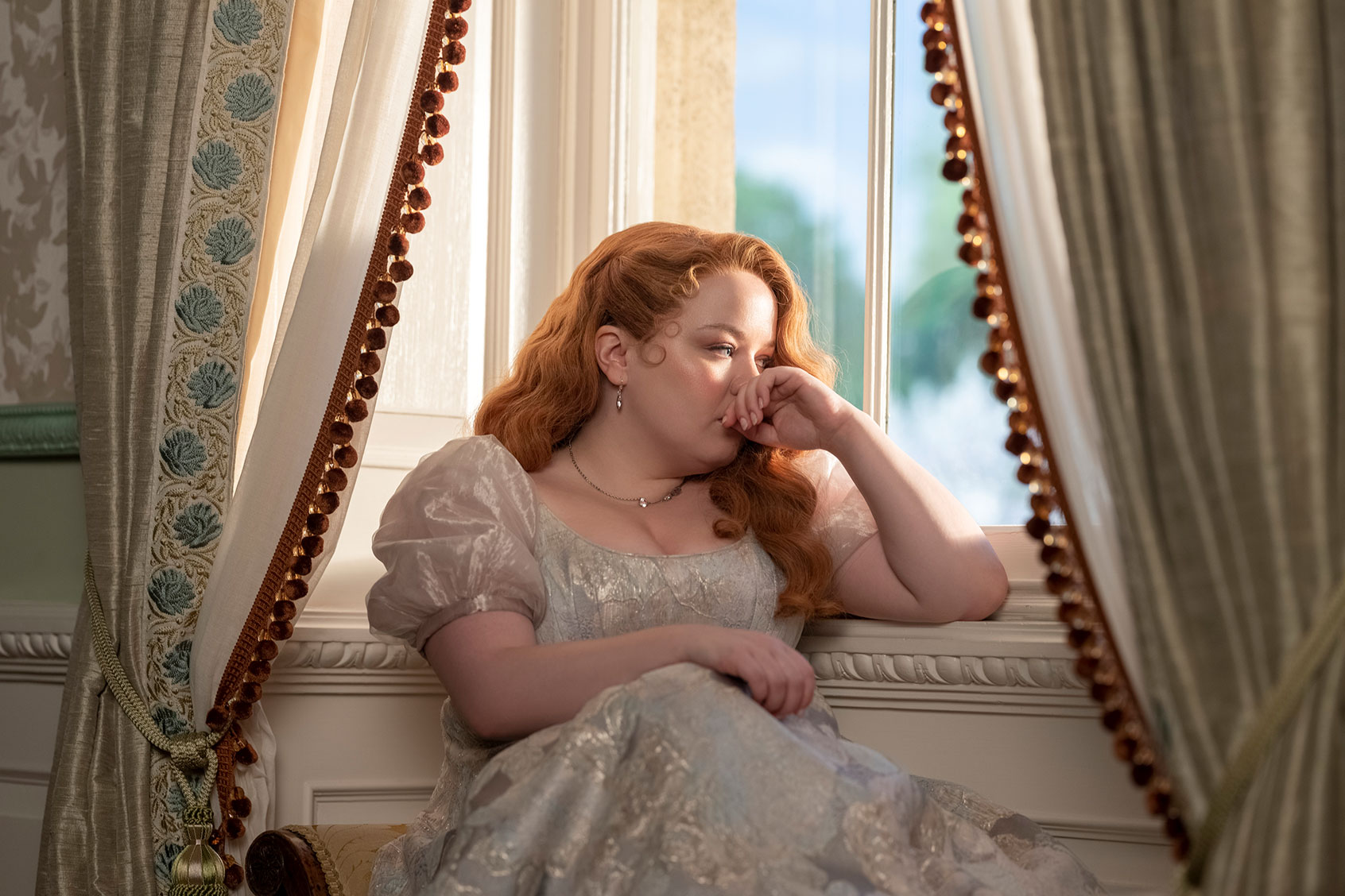 Nicola Coughlan as Penelope Featherington in "Bridgerton" (Laurence Cendrowicz/Netflix)