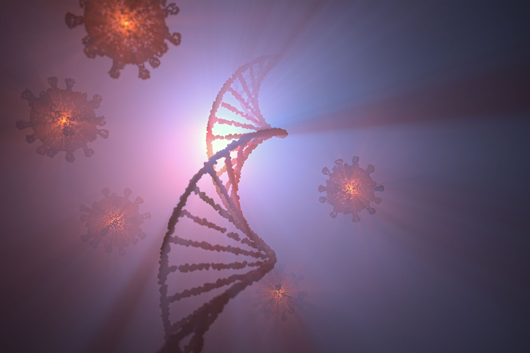 DNA molecule and virus particles (Getty Images/KTSDesign/SCIENCEPHOTOLIBRARY)