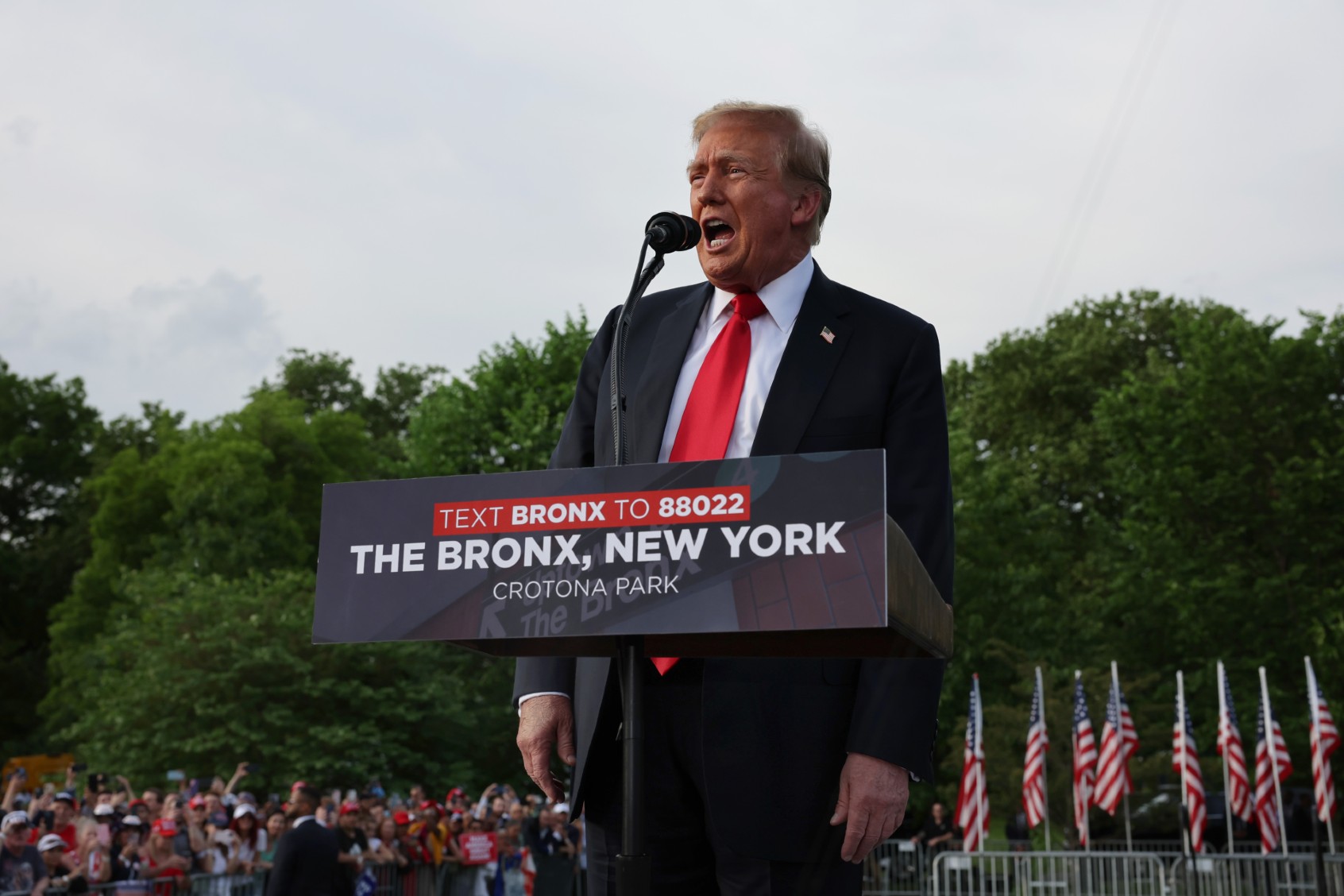 Former President Donald Trump holds a rally in the historical Democratic district of the South Bronx on May 23, 2024 in New York City. (Spencer Platt/Getty Images)