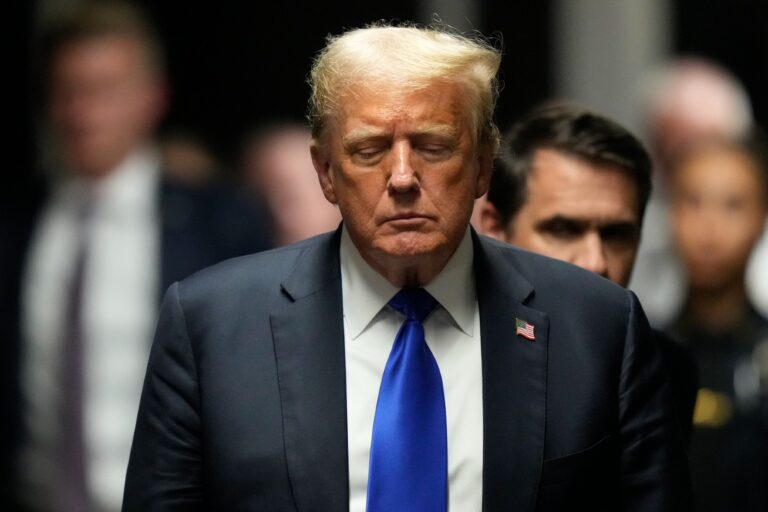 Former U.S. President Donald Trump leaves Manhattan Criminal Court after being found guilty in his hush money trial on May 30, 2024 in New York City. (Seth Wenig-Pool/Getty Images)