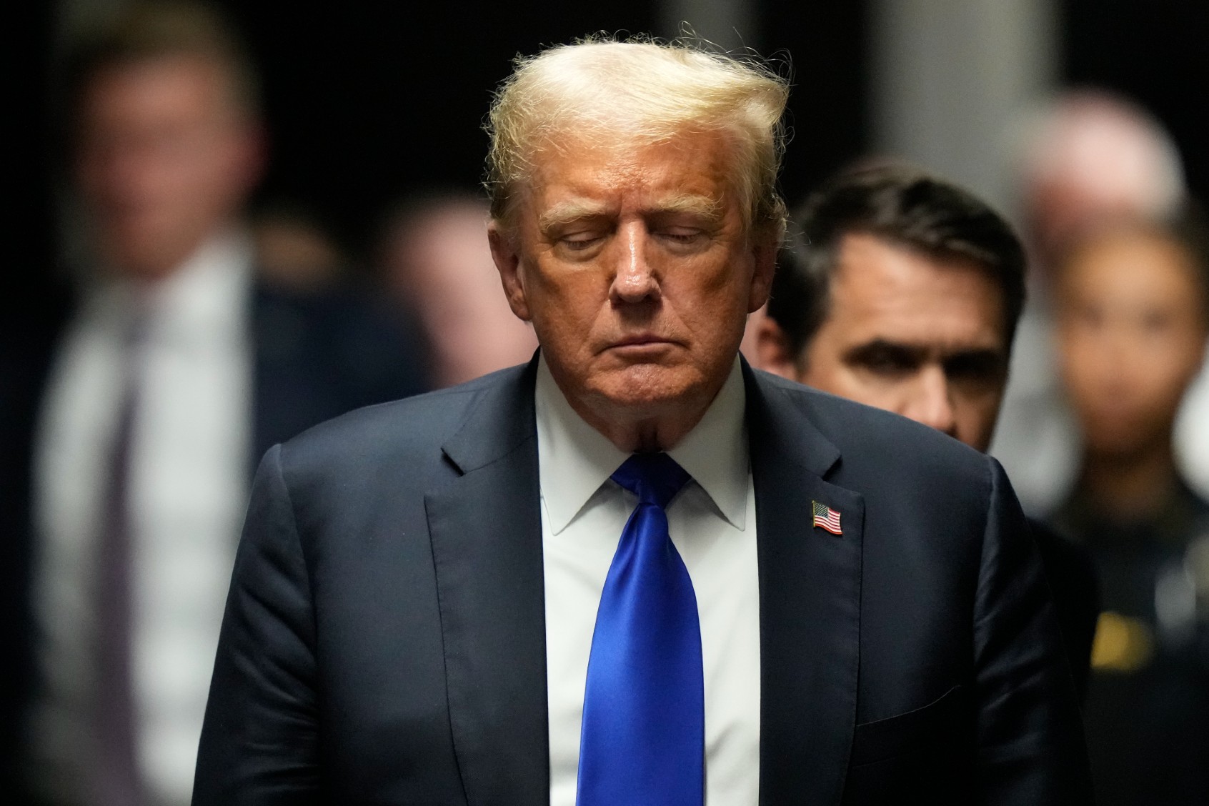 Former U.S. President Donald Trump leaves Manhattan Criminal Court after being found guilty in his hush money trial on May 30, 2024 in New York City. (Seth Wenig-Pool/Getty Images)