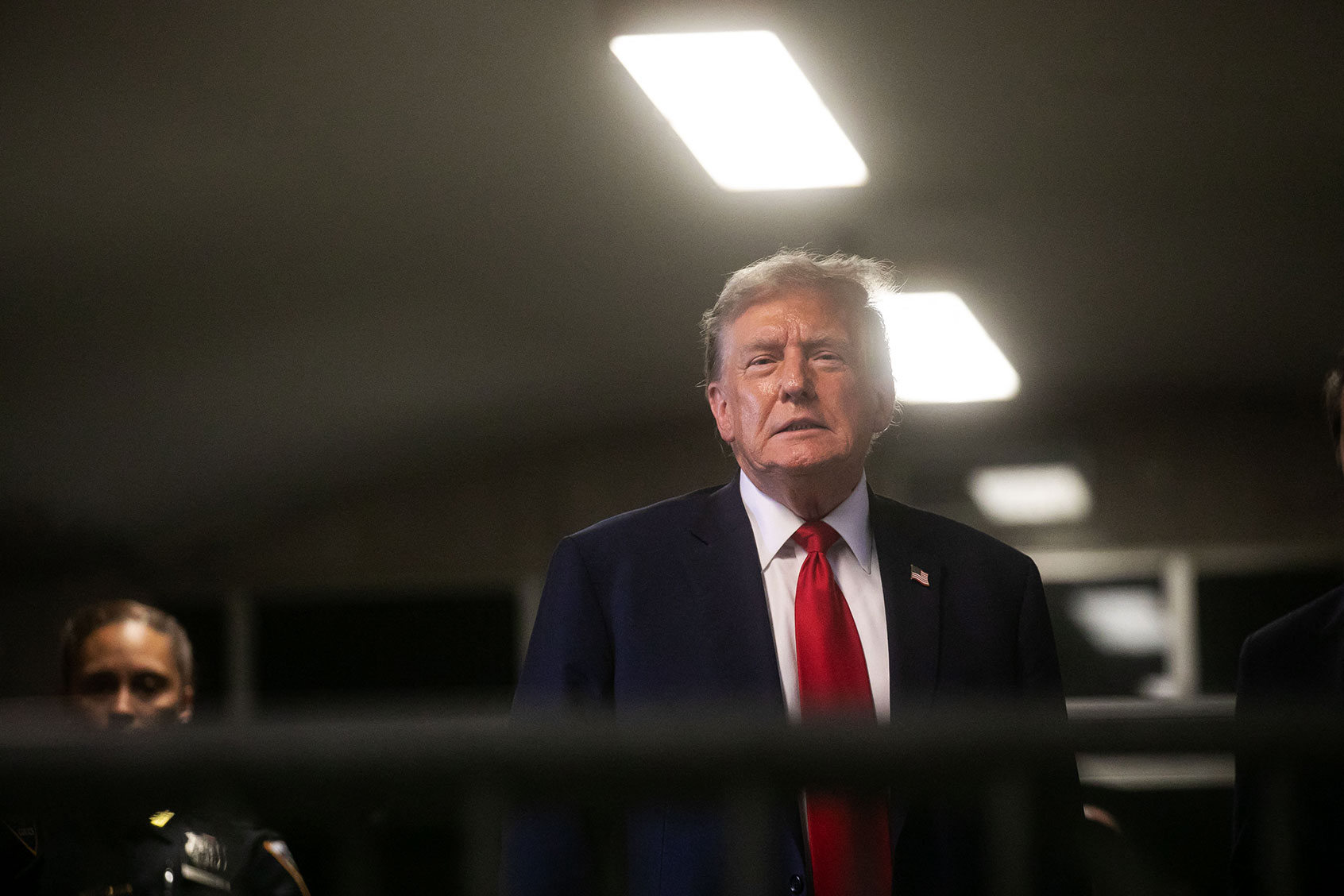 Republican presidential candidate Donald Trump leaves the State Supreme Court in Manhattan, New York on April 15, 2024, for the first day of his trial on charges of falsifying business records. (MICHAEL NAGLE/POOL/AFP via Getty Images)
