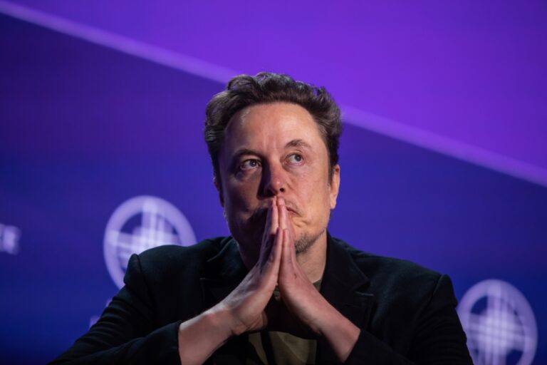 Elon Musk, co-founder of Tesla and SpaceX and owner of X Holdings Corp., speaks at the Milken Institute's Global Conference at the Beverly Hilton Hotel,on May 6, 2024 in Beverly Hills, California. (Apu Gomes/Getty Images)