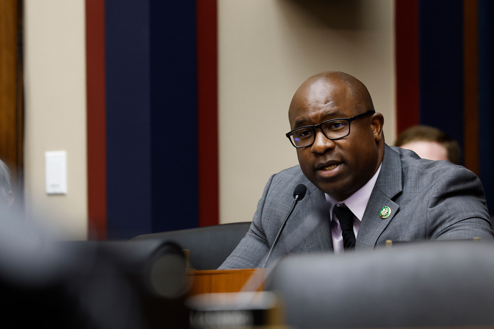 Rep. Jamaal Bowman (D-NY) speaks during a hearing with subcommittee members of the House Education and the Workforce committee in the Rayburn House Office Building on May 08, 2024 in Washington, DC. (Anna Moneymaker/Getty Images)