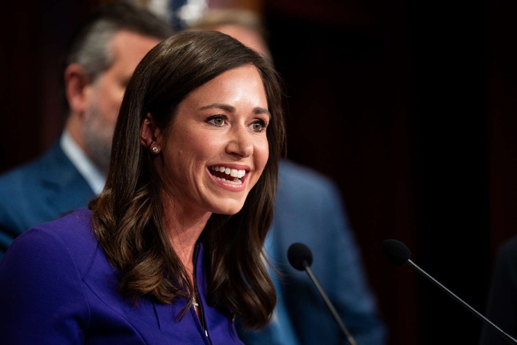 Sen. Katie Britt, R-Ala., speaks during the Senate Republicans' news conference in the U.S. Capitol on a resolution that condemns any action by the Biden Administration to withhold or restrict weapons for Israel on Thursday , May 9, 2024. (Bill Clark/CQ-Roll Call, Inc via Getty Images)