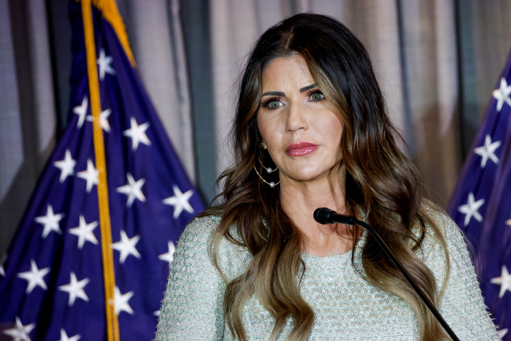 South Dakota Governor Kristi Noem speaks at the Calvin Coolidge Foundation conference at the Library of Congress on February 17, 2023 in Washington, DC. (Anna Moneymaker/Getty Images)
