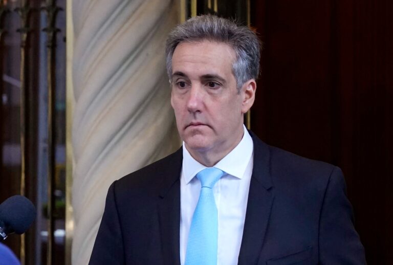 Former Trump attorney, Michael Cohen, departs his home for Manhattan Criminal Court for the trial of former President Donald Trump for allegedly covering up hush money payments linked to extramarital affairs in New York City, on May 14, 2024. (TIMOTHY A. CLARY/AFP via Getty Images)