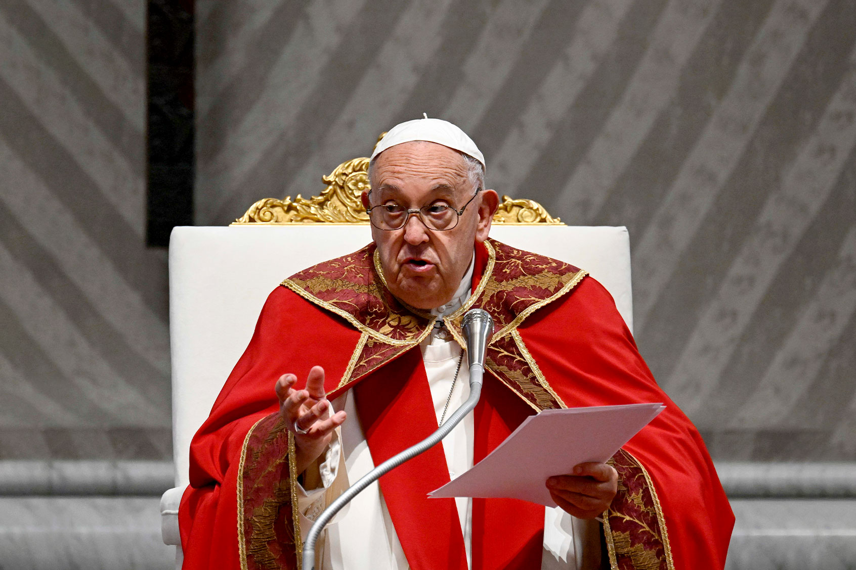 Pope Francis presides over the Pentecost Sunday Mass at St. Peter's Basilicao n May 19, 2024 in Vatican City, Vatican. (Vatican Media via Vatican Pool/Getty Images)