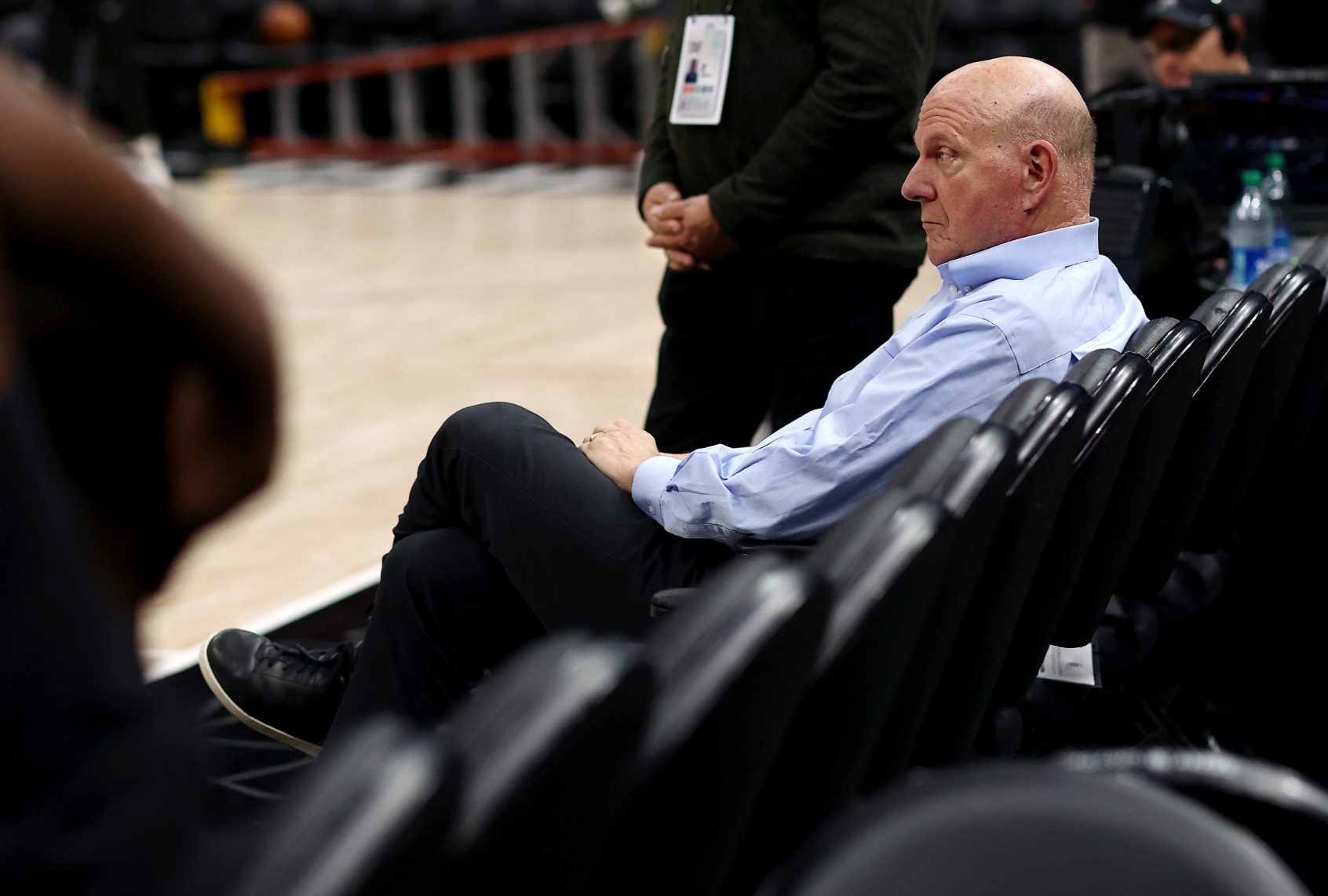 Team owner Steve Ballmer of the Los Angeles Clippers looks on prior to the game against the Oklahoma City Thunder at Crypto.com Arena on January 16, 2024 in Los Angeles, California. (Katelyn Mulcahy/Getty Images)