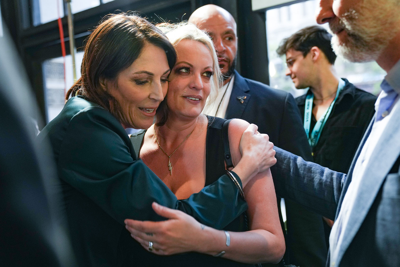 Sarah Gibson and Stormy Daniels at the "Stormy" Premiere as part of SXSW 2024 Conference and Festivals held at the Stateside Theatre on March 8, 2024 in Austin, Texas. (Amy E. Price/SXSW Conference & Festivals via Getty Images)