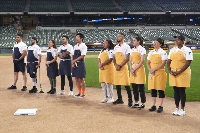 Manuel "Manny" Barella Lopez, Daniel Jacobs, Savannah Miller, Kevin D'Andrea, Soo Ahn, Amanda Turner, Danny Garcia, Laura Ozyilmaz, Kaleena Bliss, and Michelle Wallace on "Top Chef" (David Moir/Bravo)
