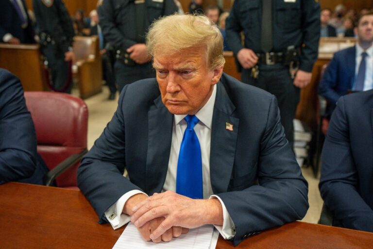 Former U.S. President Donald Trump appears in court for his hush money trial at Manhattan Criminal Court on May 30, 2024. (Steven Hirsch-Pool/Getty Images)