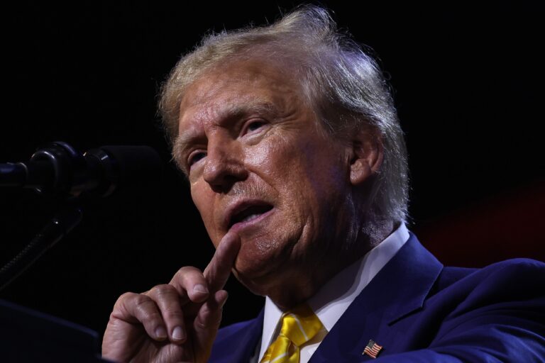 Former U.S. President Donald Trump speaks during a Turning Point PAC town hall at Dream City Church on June 06, 2024 in Phoenix, Arizona. (Justin Sullivan/Getty Images)