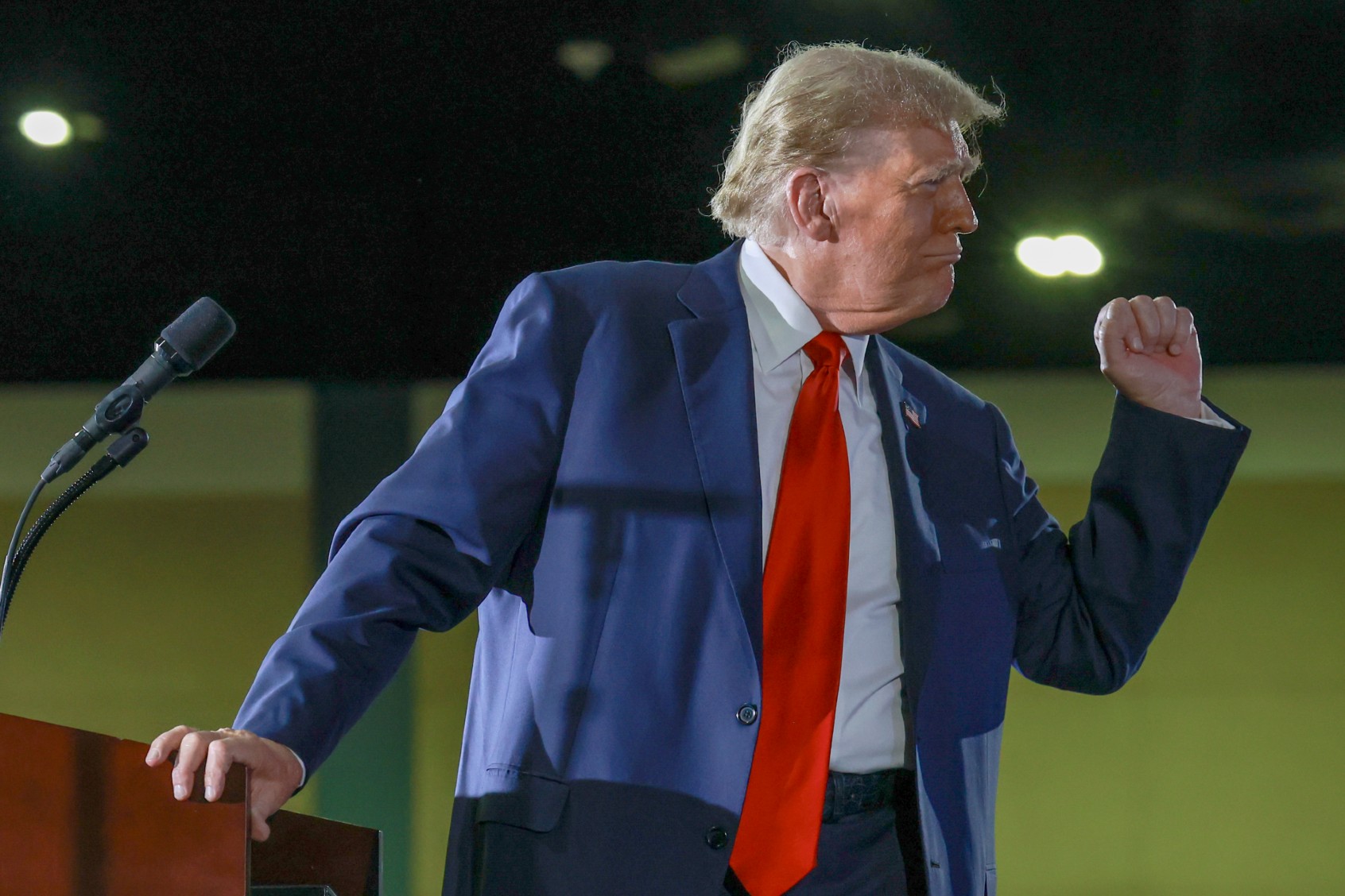 Former President Donald Trump speaks to members of the Club 47 group at the Palm Beach Convention Center on June 14, 2024, in West Palm Beach, Florida. (Joe Raedle/Getty Images)