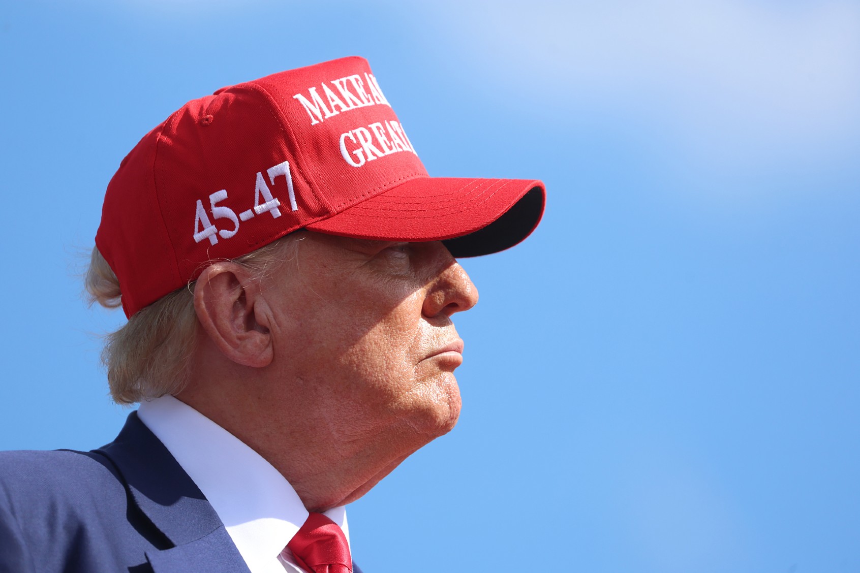 Republican presidential candidate former President Donald Trump speaks during a rally at Festival Park on June 18, 2024, in Racine, Wisconsin. (Scott Olson/Getty Images)