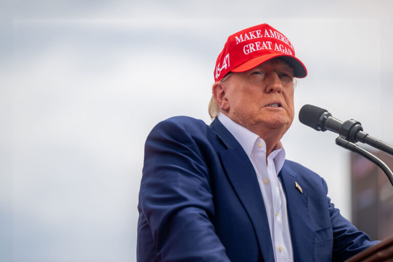 Republican presidential candidate, former U.S. President Donald Trump speaks during his campaign rally at Sunset Park on June 09, 2024 in Las Vegas, Nevada. (Brandon Bell/Getty Images)