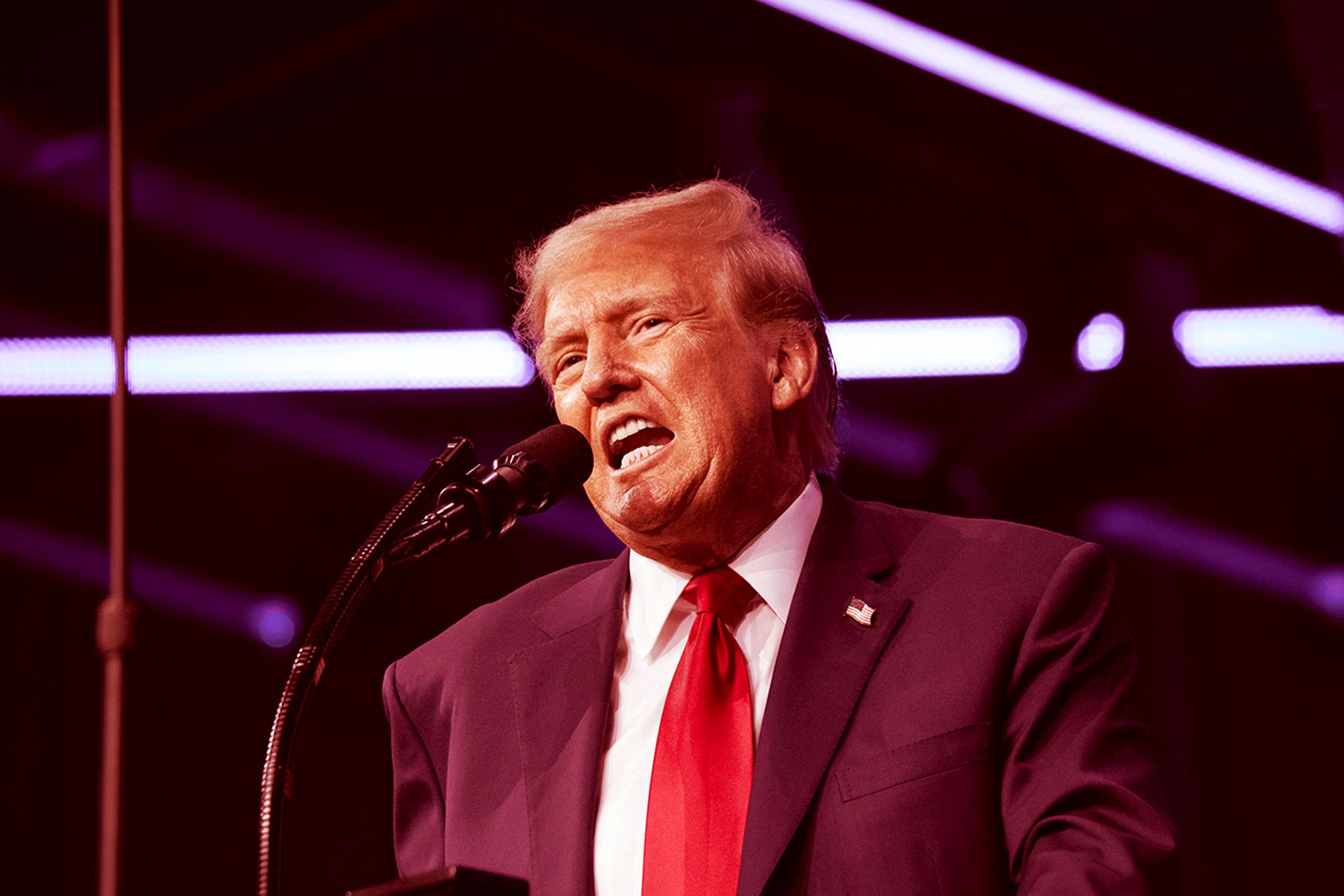 Former President Donald Trump gives the keynote address at Turning Point Action's "The People's Convention" on June 15, 2024 in Detroit, Michigan. (Bill Pugliano/Getty Images)