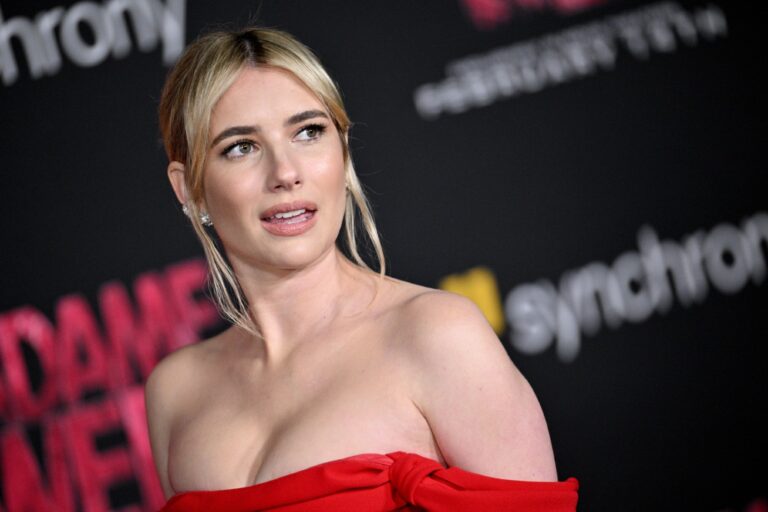 Emma Roberts attends the World Premiere of Sony Pictures' "Madame Web" at Regency Village Theatre on February 12, 2024, in Los Angeles, California. (Lionel Hahn/WireImageGetty Images)