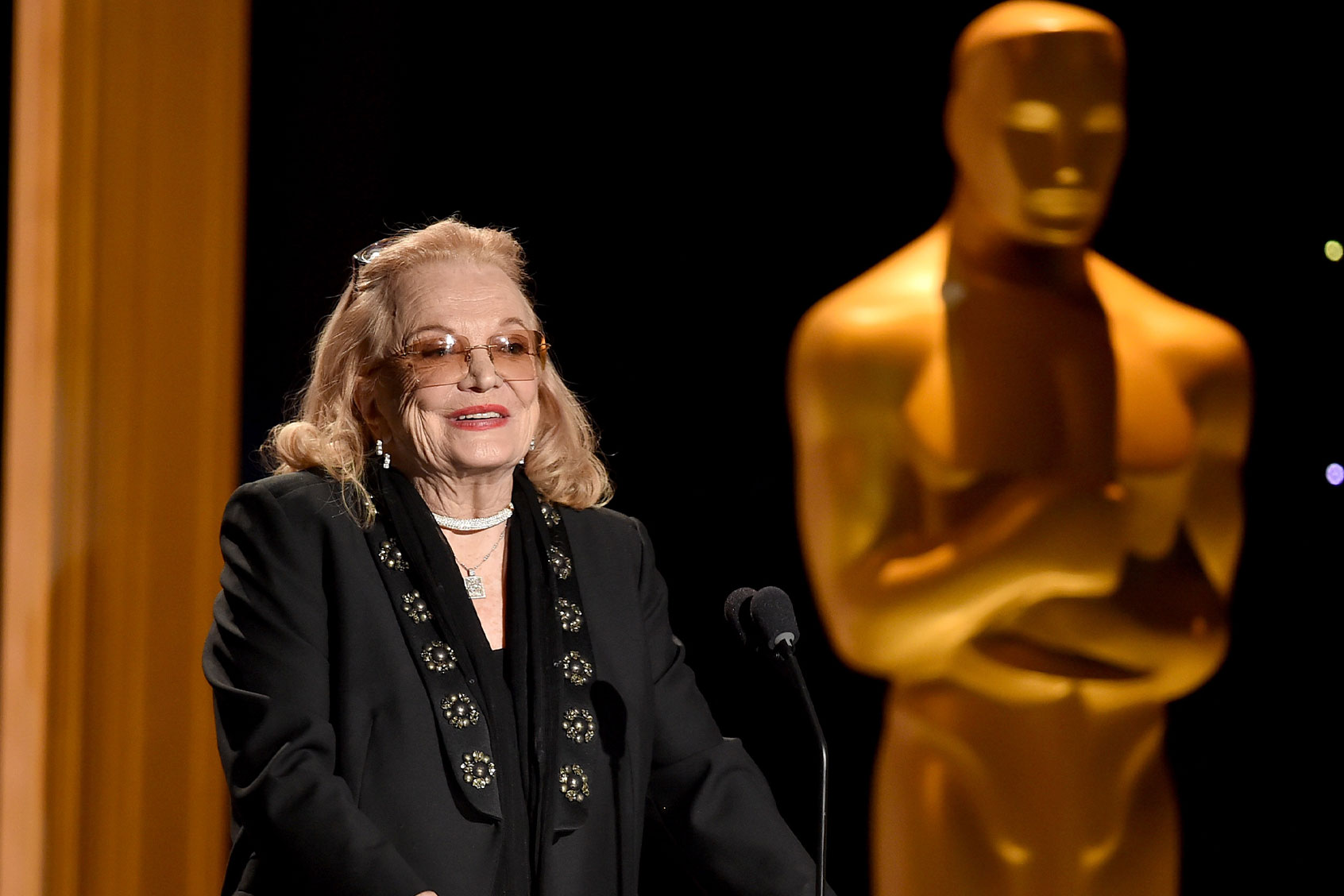 Actress Gena Rowlands accepts an award onstage during the Academy of Motion Picture Arts and Sciences' 7th annual Governors Awards at The Ray Dolby Ballroom at Hollywood & Highland Center on November 14, 2015 in Hollywood, California. (Kevin Winter/Getty Images)