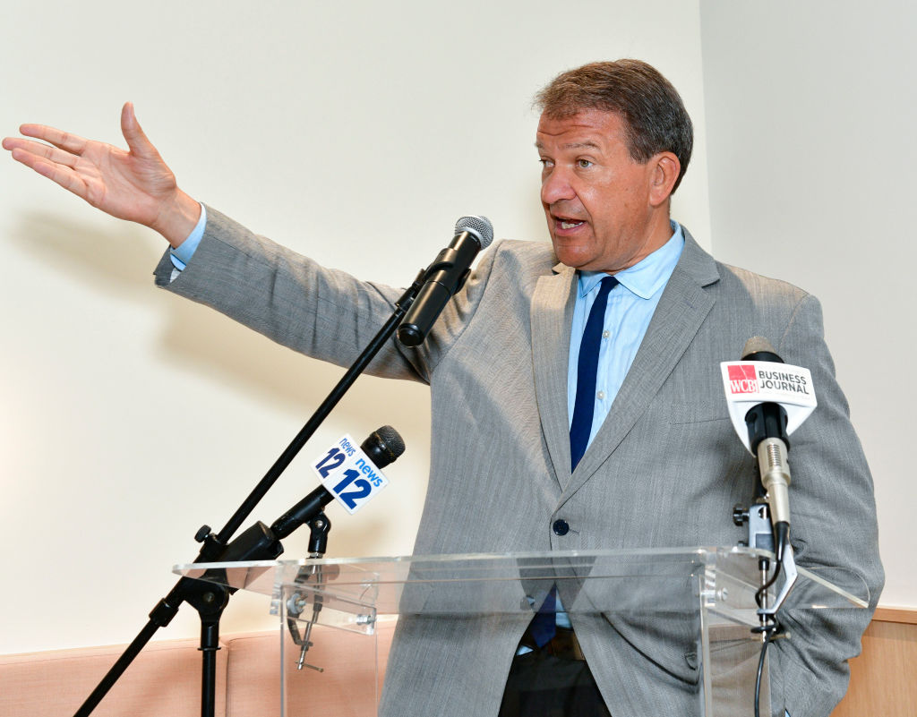 George Latimer speaks as Daybase opens its first hybrid work location in Westchester on July 25, 2022 in Harrison, New York. (Eugene Gologursky/Getty Images for Daybase)