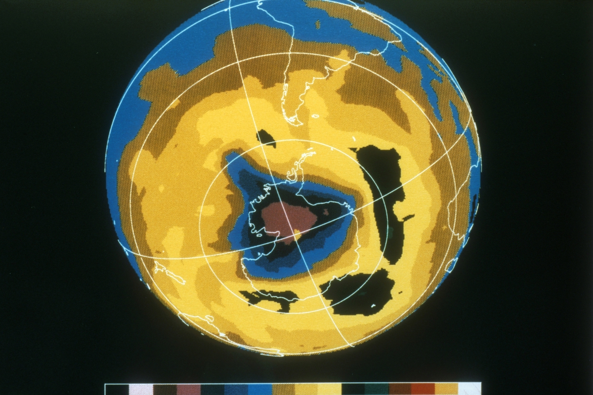 False color image of Antarctic ozone hole, 30 November 1992. NASA photograph. ((Photo by Universal History Archive/Getty Images))