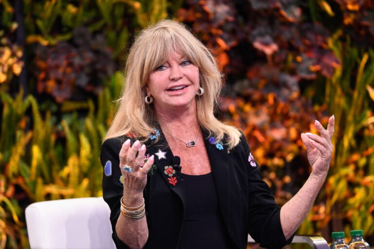 Goldie Hawn speaks during the Milken Institute Global Conference in Beverly Hills, California on May 4, 2022. (PATRICK T. FALLON/AFP via Getty Images)