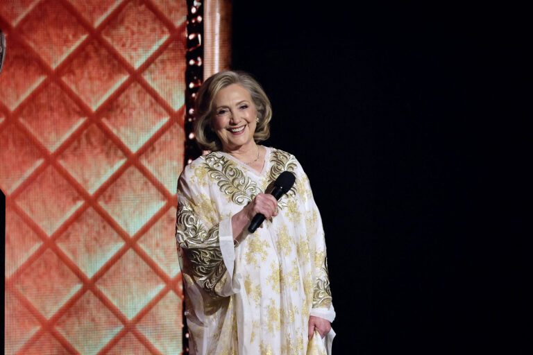 Hillary Clinton speaks onstage during The 77th Annual Tony Awards at David H. Koch Theater at Lincoln Center on June 16, 2024 in New York City. (Theo Wargo/Getty Images for Tony Awards Productions)
