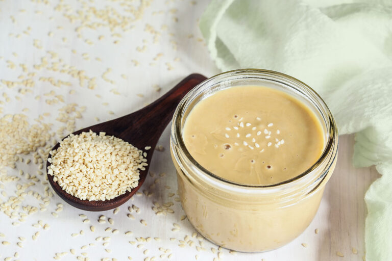 Jar of Tahini Sauce with Sesame Seeds (Getty Images/Stephanie Frey)