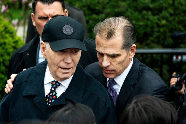 President Joe Biden and his son Hunter Biden during the 2024 White House Easter Egg Roll on the South Lawn of the White House, Monday, April 1, 2024. (Demetrius Freeman/The Washington Post via Getty Images)