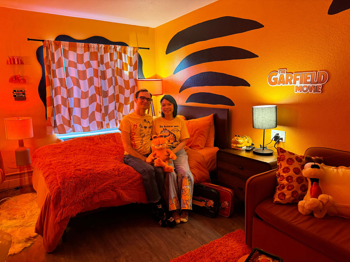Joey Clift and his girlfriend Goldie Chan in Hollywood Motel 6 Garfield Suite