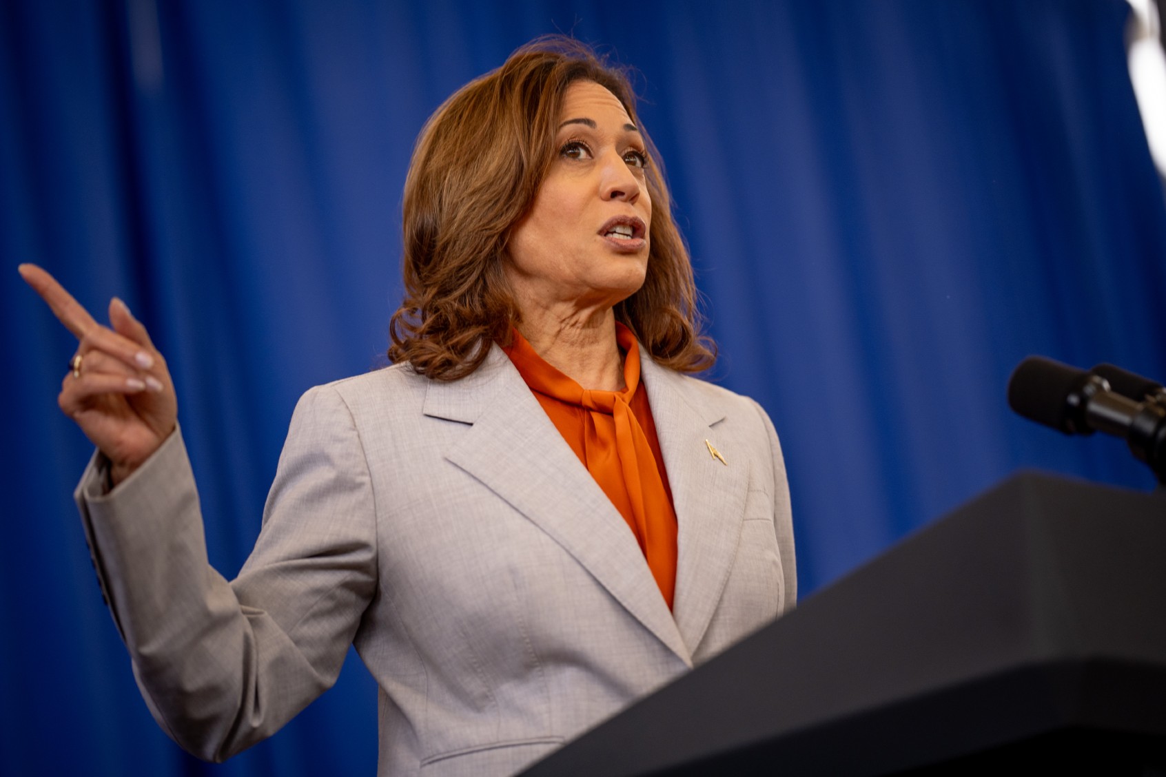 U.S. Vice President Kamala Harris speaks during a campaign event for Maryland Democratic candidate for U.S. Senate and Prince George's County Executive Angela Alsobrooks on Gun Violence Awareness Day at Kentland Community Center on June 7, 2024 in Landover, Maryland. (Andrew Harnik/Getty Images)