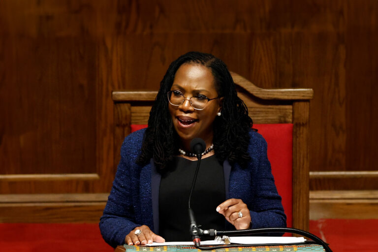 Supreme Court Justice Ketanji Brown Jackson, the first Black woman on the nation's highest court, speaks at the 60th Commemoration of the 16th Street Baptist Church bombing on September 15, 2023 in Birmingham, Alabama. (Butch Dill - Pool/Getty Images)
