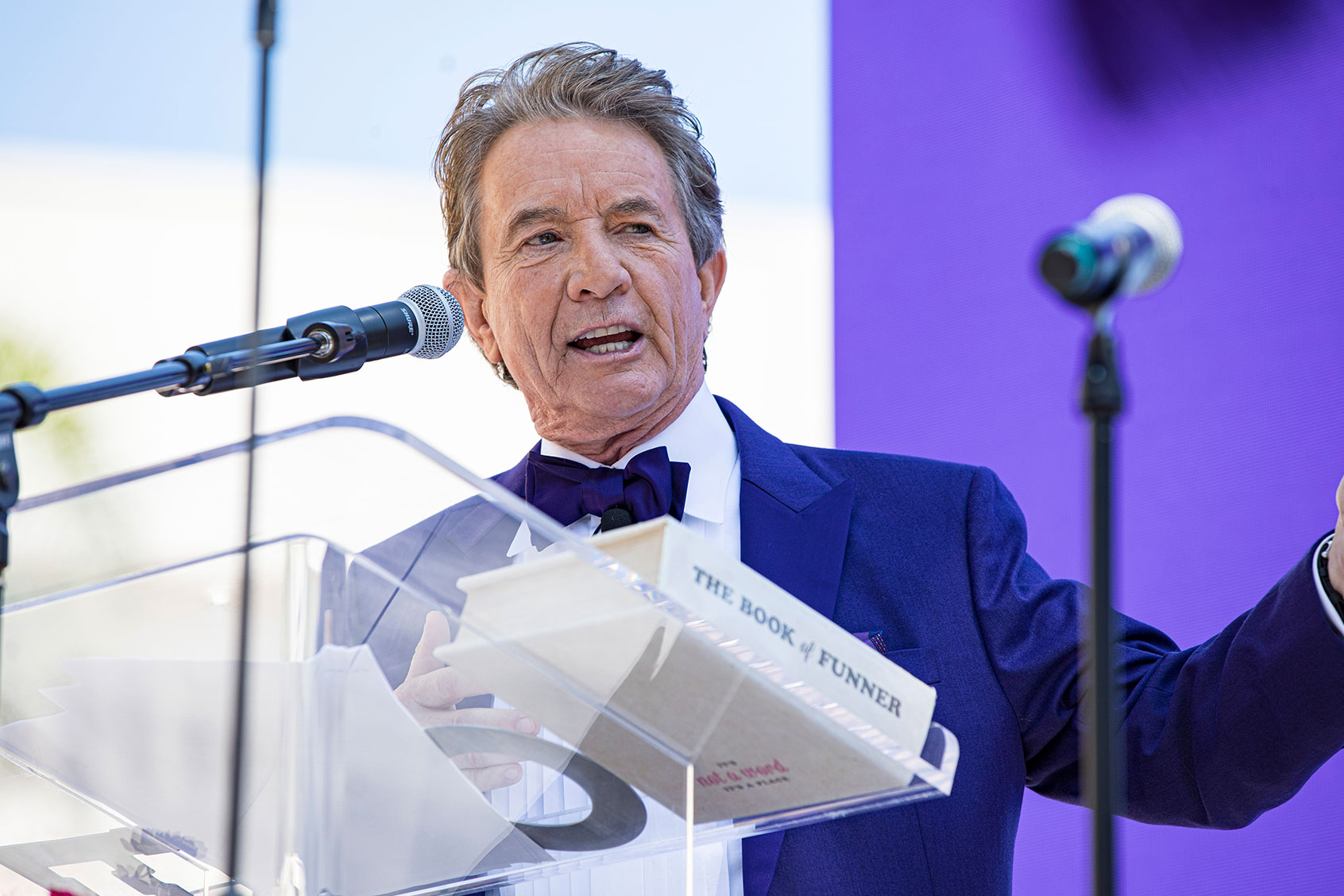 Martin Short speaks on stage during his inauguration as mayor of Funner, California at Harrah's Resort Southern California on May 13, 2024 in Valley Center, California. (Daniel Knighton/Getty Images)