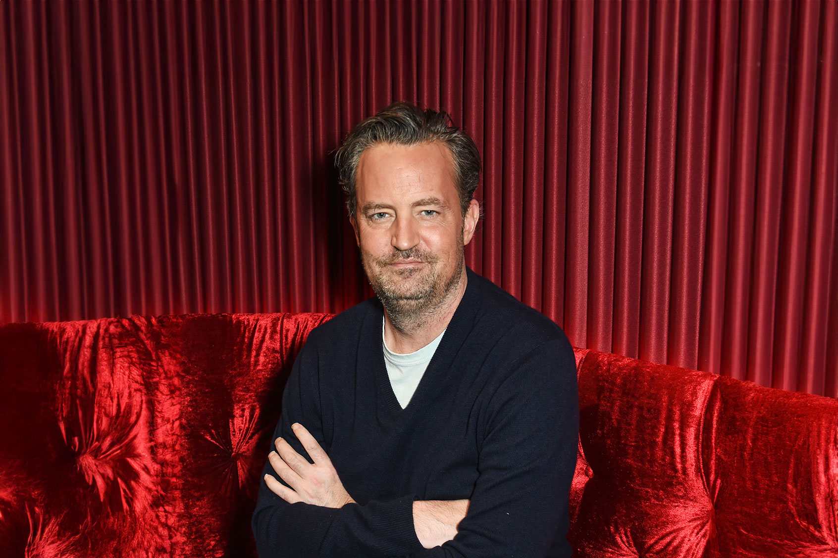Matthew Perry posed at a photocall for "The End Of Longing", a new play which he wrote and stars in at The Playhouse Theatre, on February 8, 2016 in London, England. (David M. Benett/Dave Benett/Getty Images)