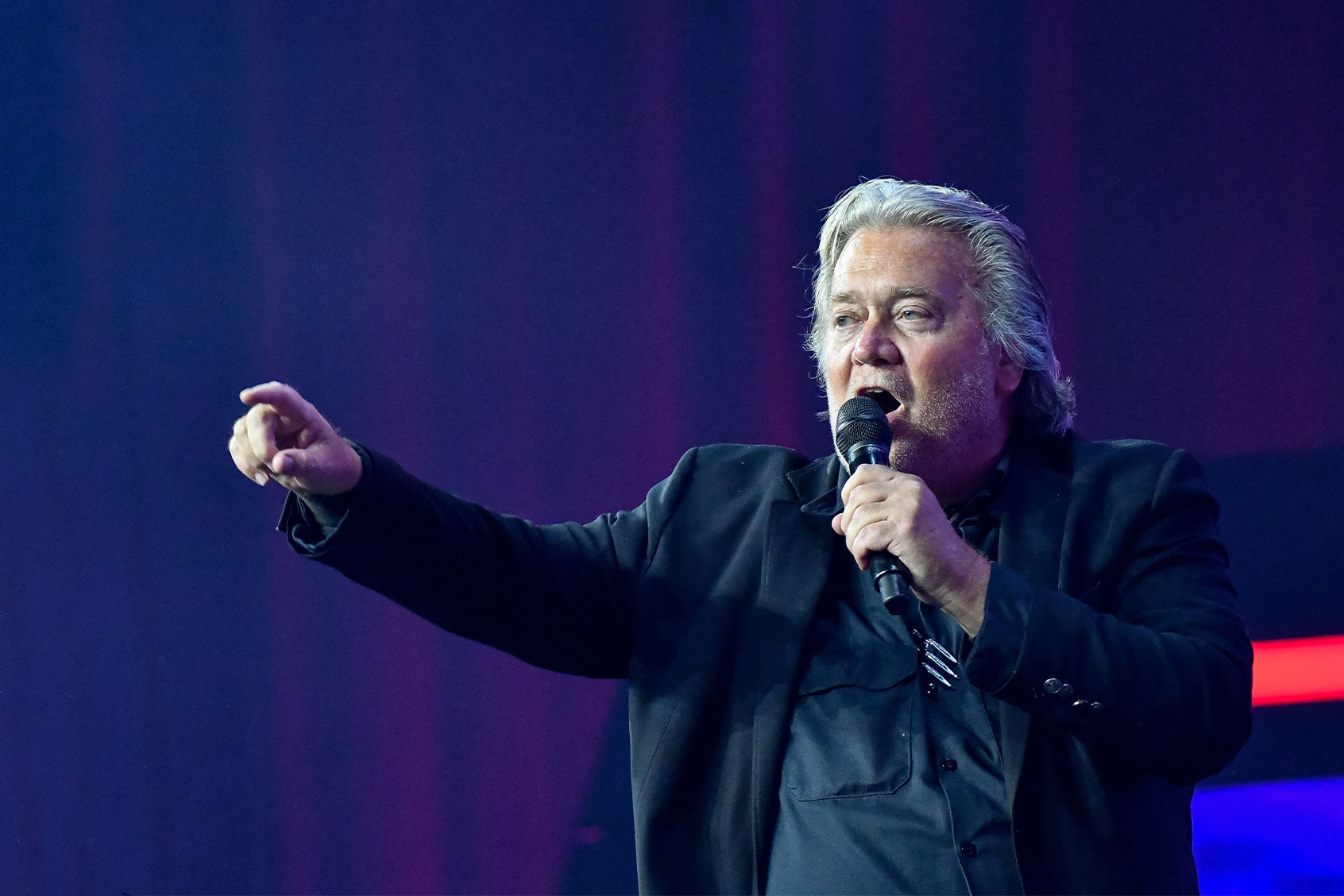 Former White House Chief Strategist Steve Bannon speaks at The People's Convention hosted by Turning Point Action at The Huntington Place in Detroit, MI on June 15, 2024. (Adam J. Dewey/Anadolu via Getty Images)