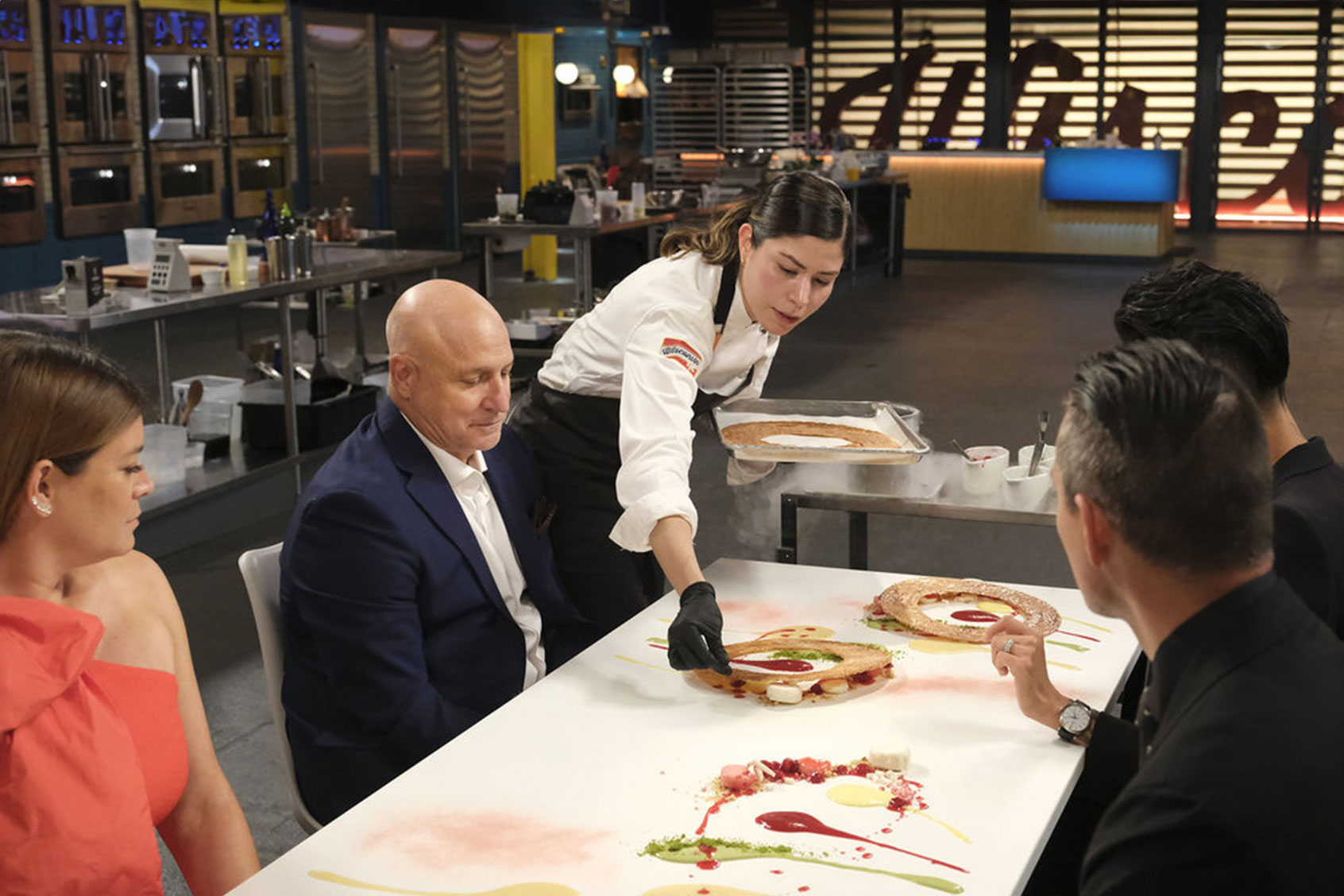 Gail Simmons, Tom Colicchio and Laura Ozyilmaz on "Top Chef" (David Moir/Bravo)