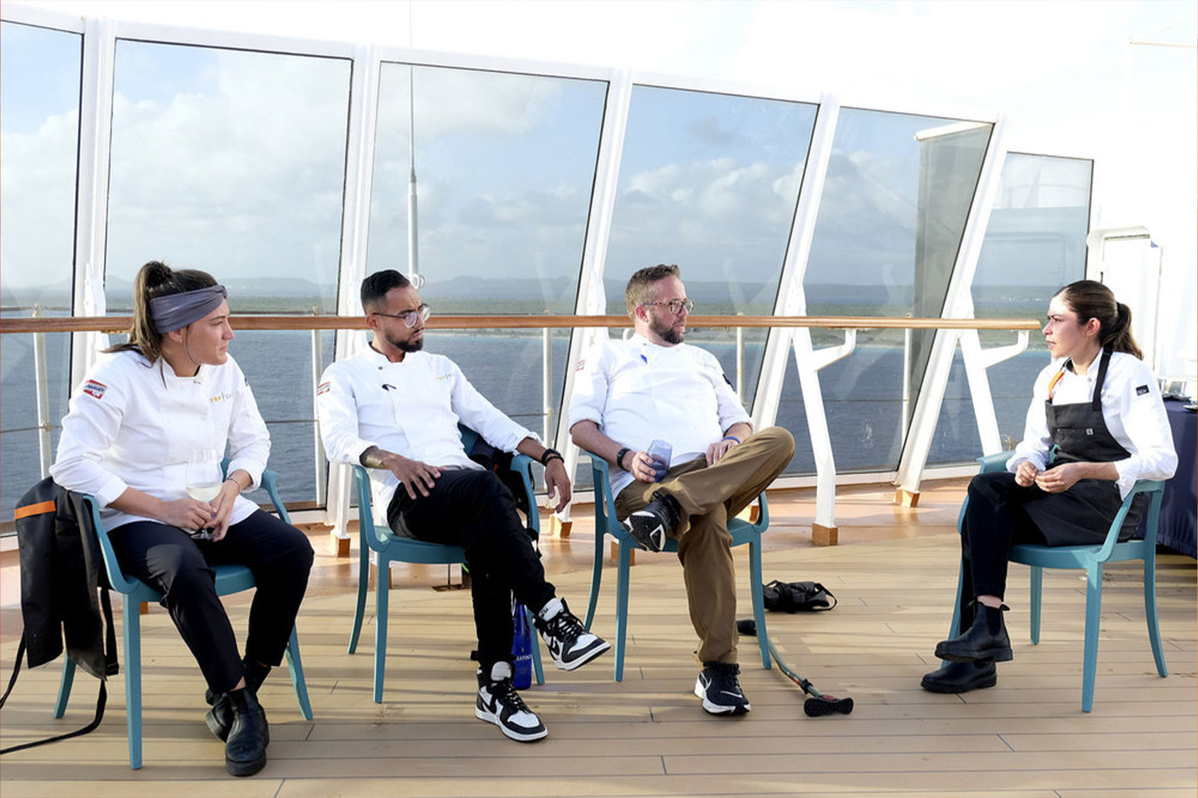Savannah Miller, Danny Garcia, Daniel Jacobs, and Laura Ozyilmaz on "Top Chef" (David Moir/Bravo)