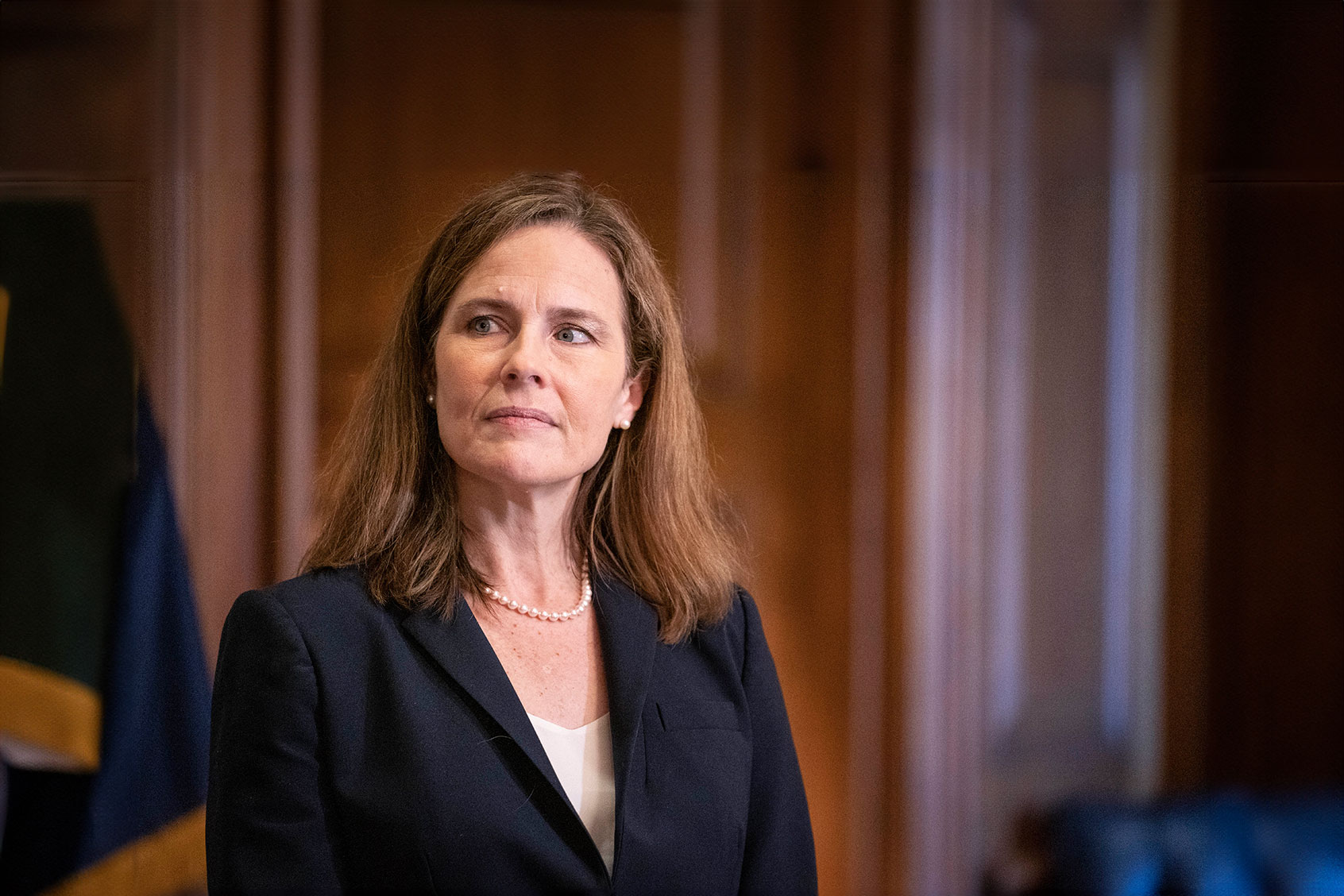 Judge Amy Coney Barrett meets with U.S. Sen. James Lankford (R-OK) on October 21, 2020 in Washington, DC. (Sarah Silbiger-Pool/Getty Images)