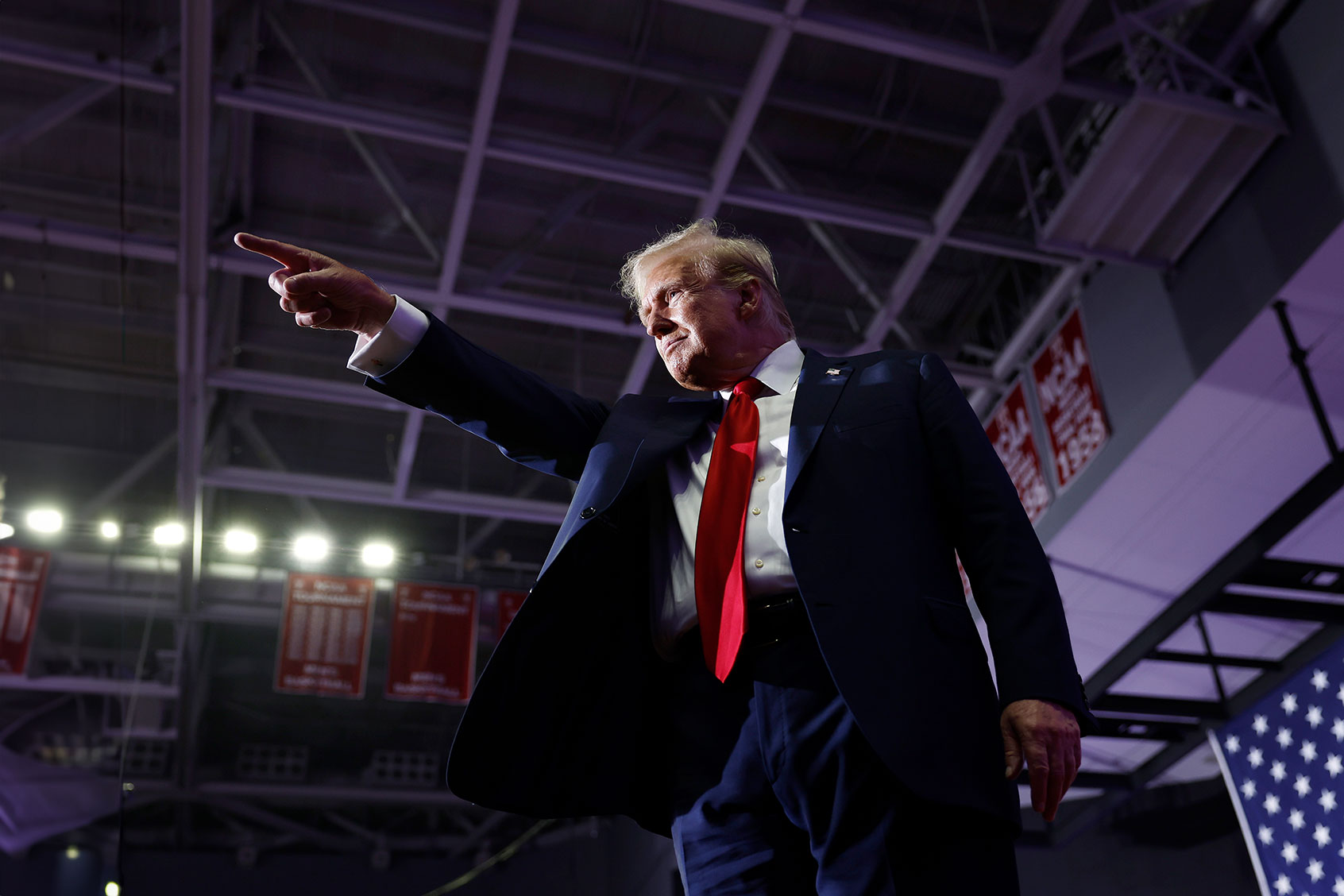 Republican presidential candidate, former U.S. President Donald Trump walks offstage after speaking at a campaign rally at the Liacouras Center on June 22, 2024 in Philadelphia, Pennsylvania. (Anna Moneymaker/Getty Images)