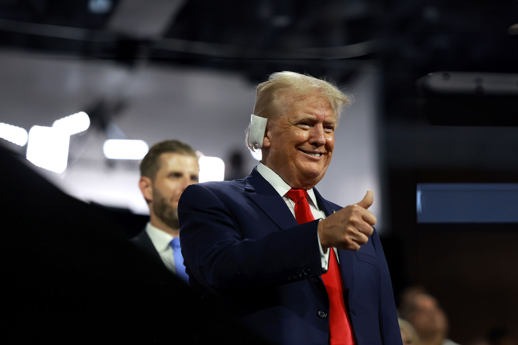 ublican presidential candidate, former U.S. President Donald Trump attends the first day of the Republican National Convention at the Fiserv Forum on July 15, 2024 in Milwaukee, Wisconsin. (Joe Raedle/Getty Images)