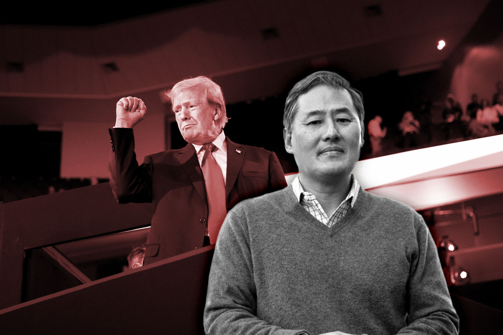 Former US President Donald Trump and University of California at Berkeley law professor John Yoo (Photo illustration by Salon/Getty Images)