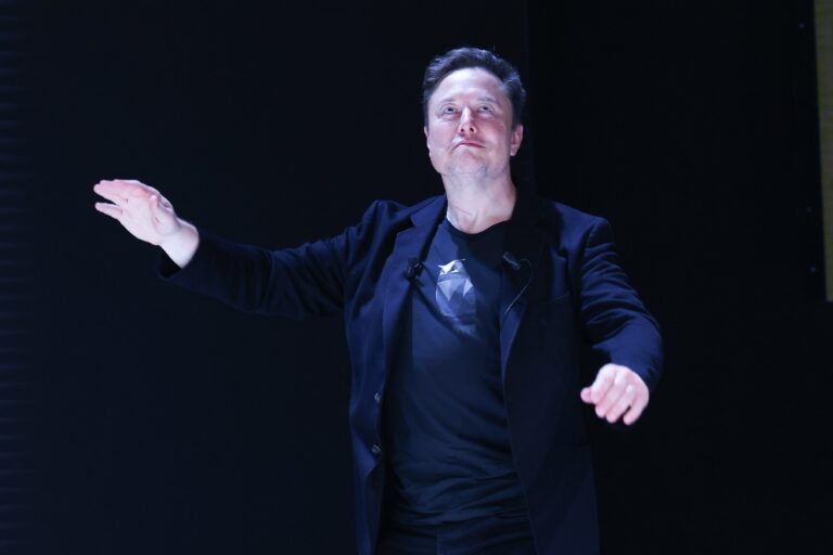 Elon Musk attends 'Exploring the New Frontiers of Innovation: Mark Read in Conversation with Elon Musk' session during the Cannes Lions International Festival Of Creativity 2024 - Day Three on June 19, 2024, in Cannes, France. (Marc Piasecki/Getty Images)