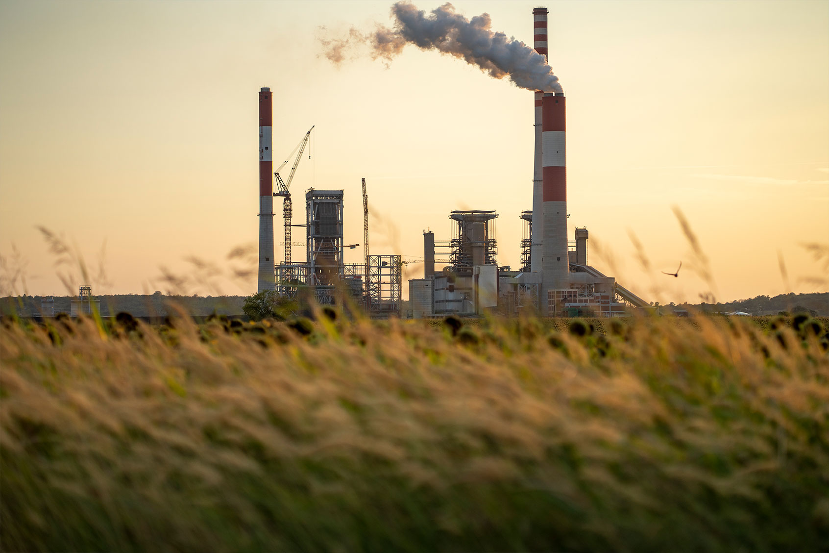 Factory at sunset (Getty Images/svarogfilmstudio)